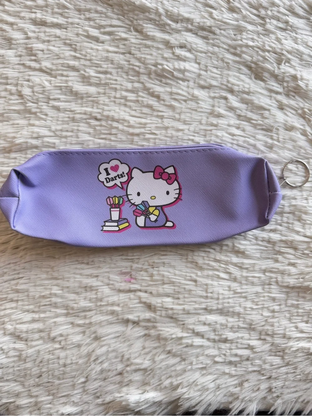 Hello Kitty Lavender Pencil Case with Pink Bow and Multicolor Accents